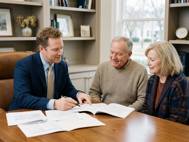 Advisor offering caring, patient guidance to a family
